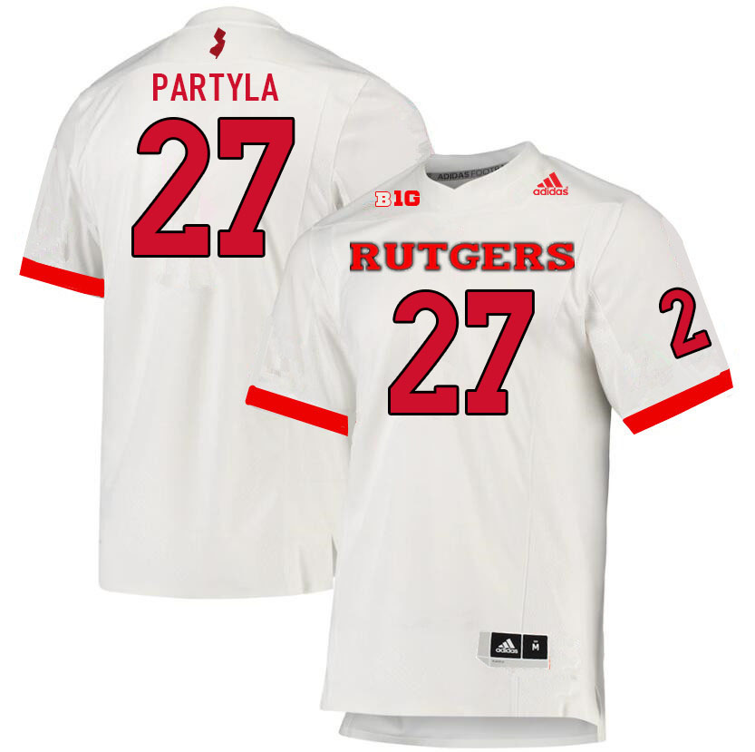 Men #27 Piotr Partyla Rutgers Scarlet Knights College Football Jerseys Sale-White - Click Image to Close